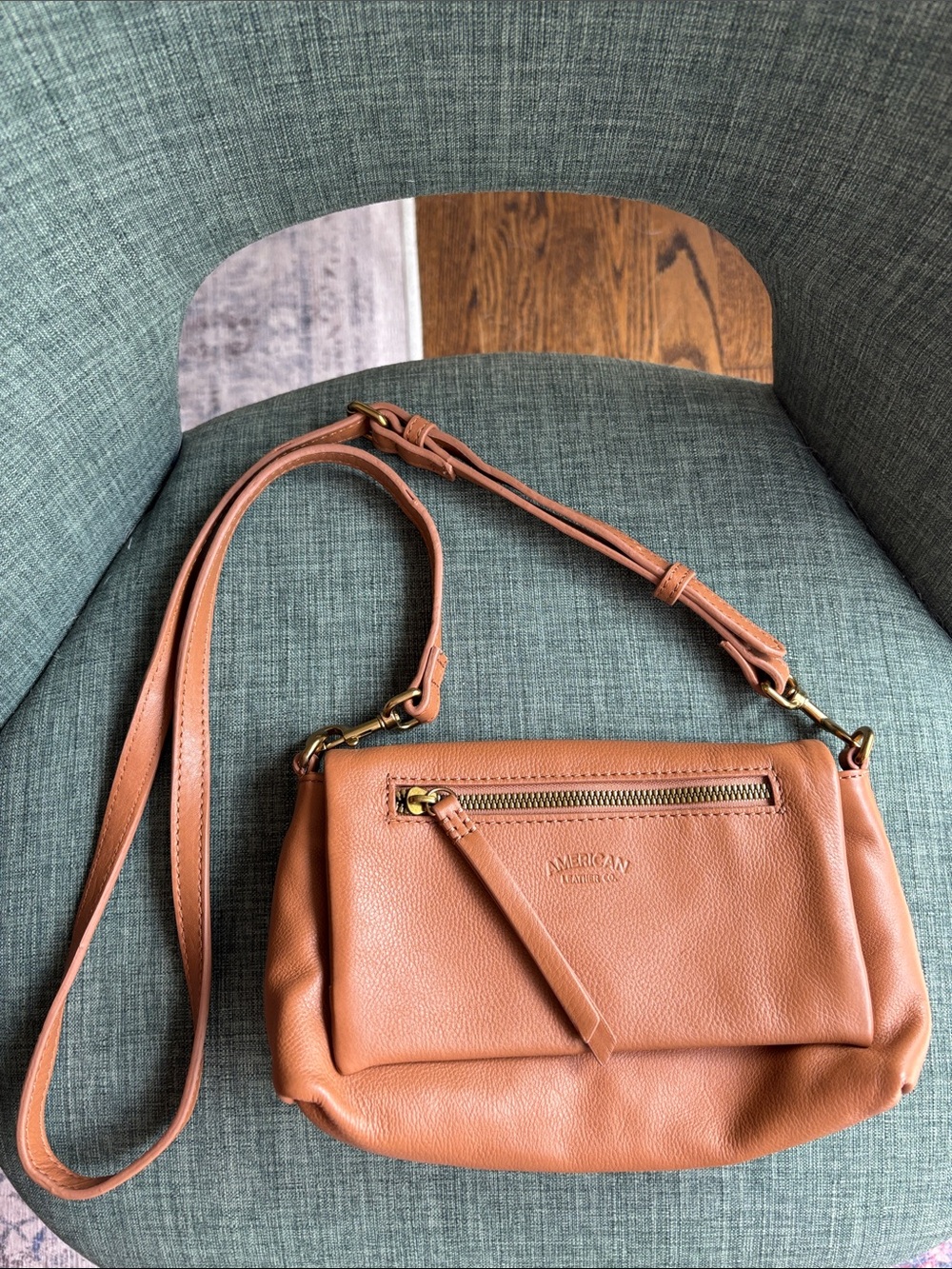 American Leather Co. Tan Leather Crossbody Bag purse small classic women’s NWOT